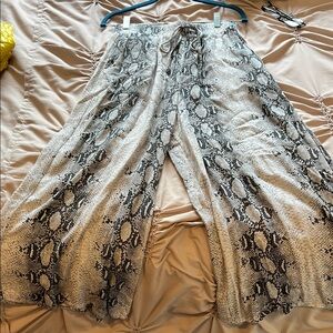 Snake Print Wide-Leg Pants